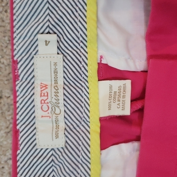 J. Crew~Woman Size 4~Pink Chino Broken-in Shorts 100% Cotton. - Picture 2 of 10